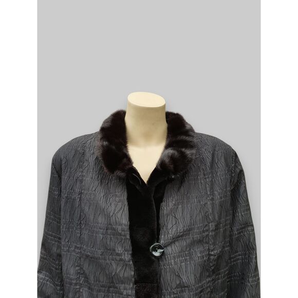 Vintage Black Brown Sheared Mink Reversible Jacket -Medium/Large - Picture 12 of 16